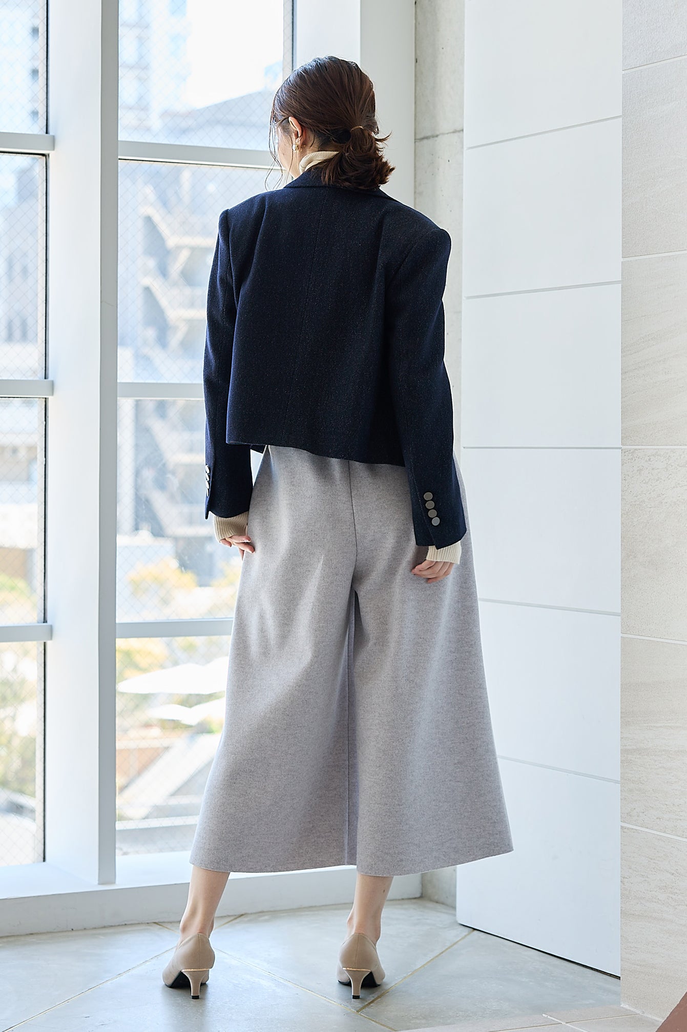 フェルト調ニット カットオフベイカーワイド