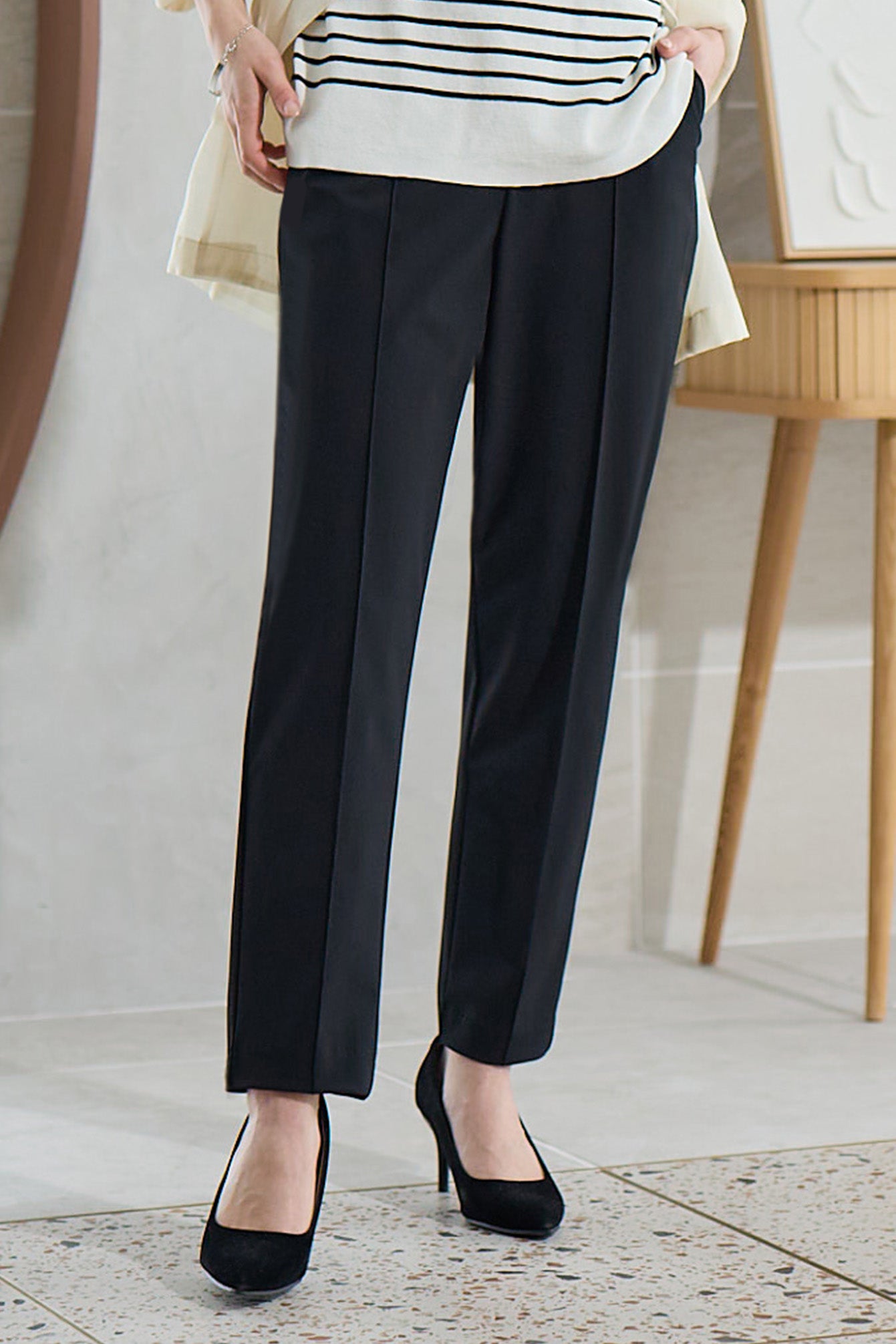 サーラドライ 吸水速乾 接触冷感 イージースラックス テーパード