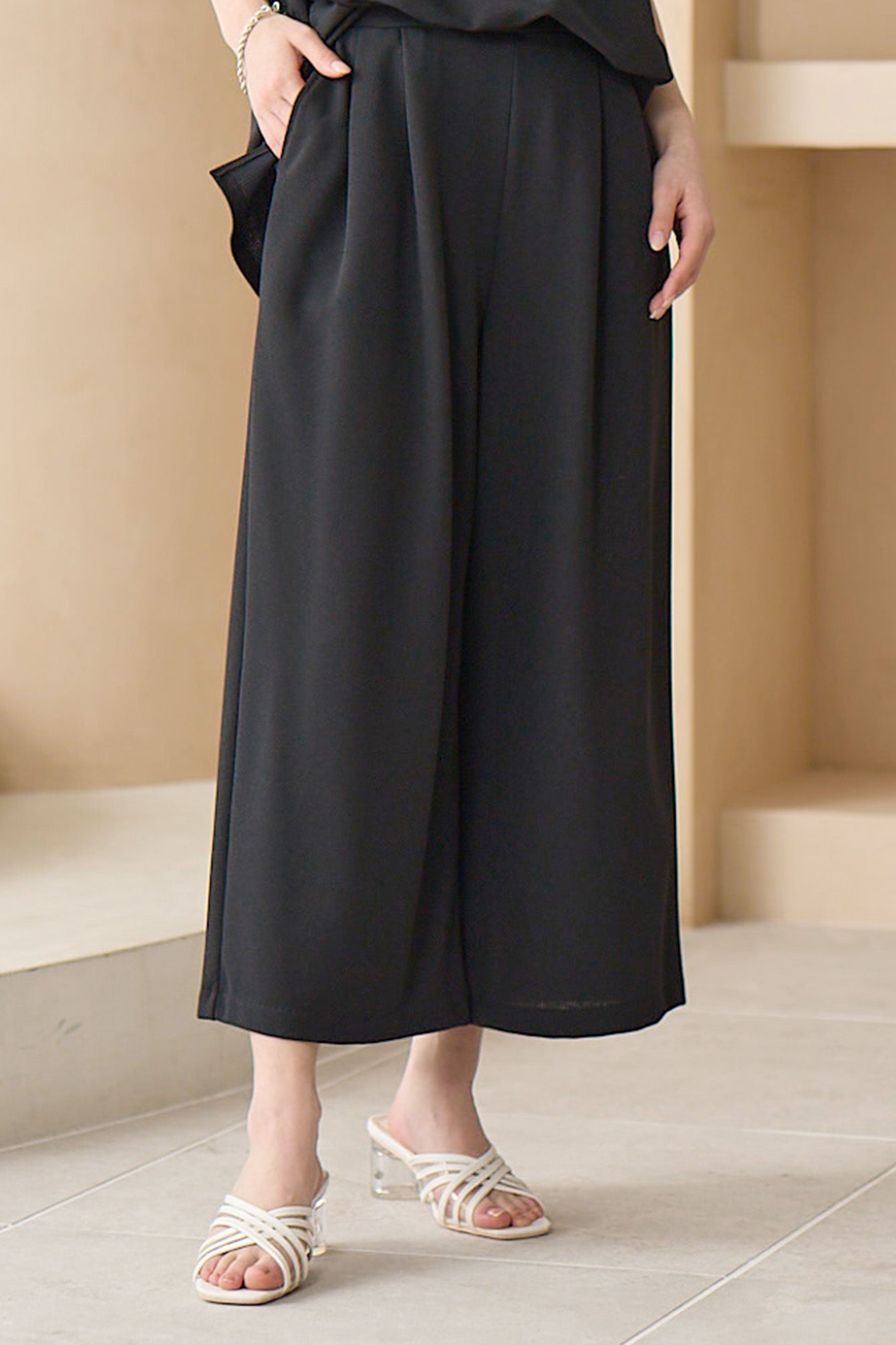 涼しやドライ 風が通る フレアーワイドパンツ