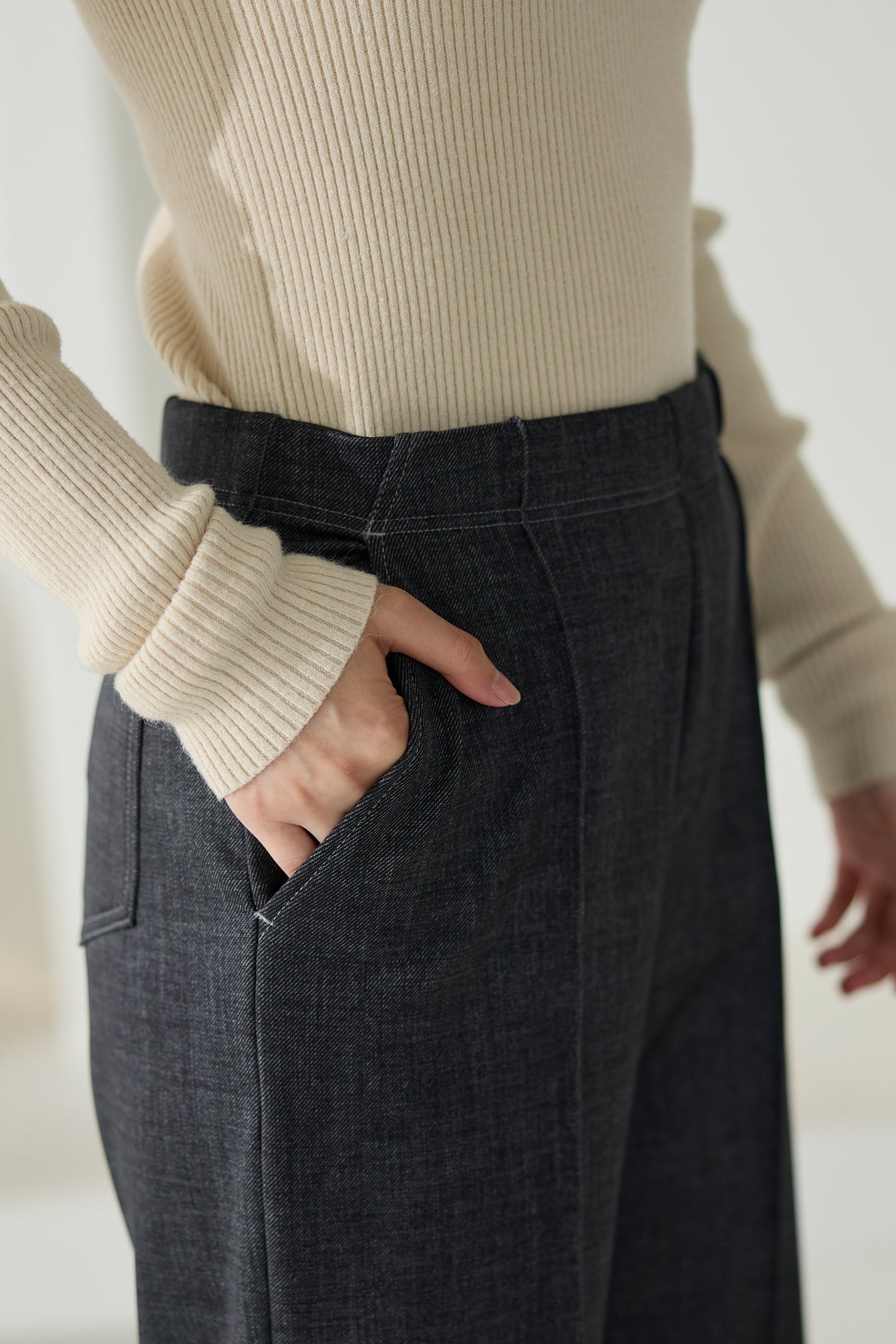 【特別お試し価格】すふれ起毛プラス 蓄熱保温 イージースラックス テーパード＆デニムプリントワイド