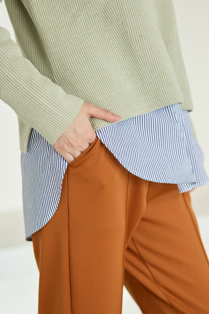 【特別お試し価格】すふれ起毛プラス 蓄熱保温 イージースラックス テーパード＆デニムプリントワイド