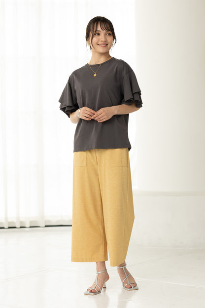 【SALE】スラブ調リネン混 ベイカーワイド