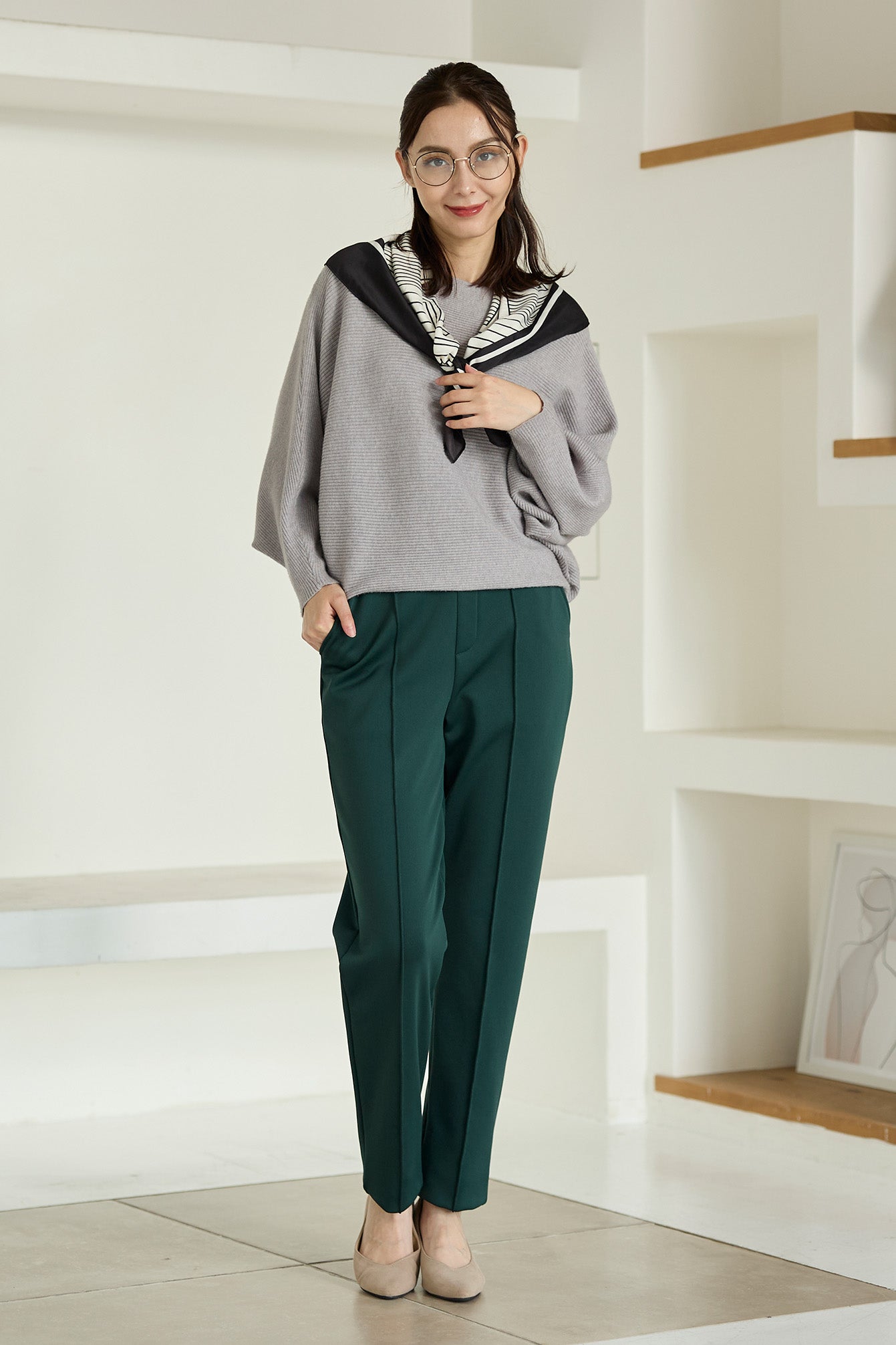 【特別お試し価格】すふれ起毛プラス 蓄熱保温 イージースラックス テーパード＆デニムプリントワイド