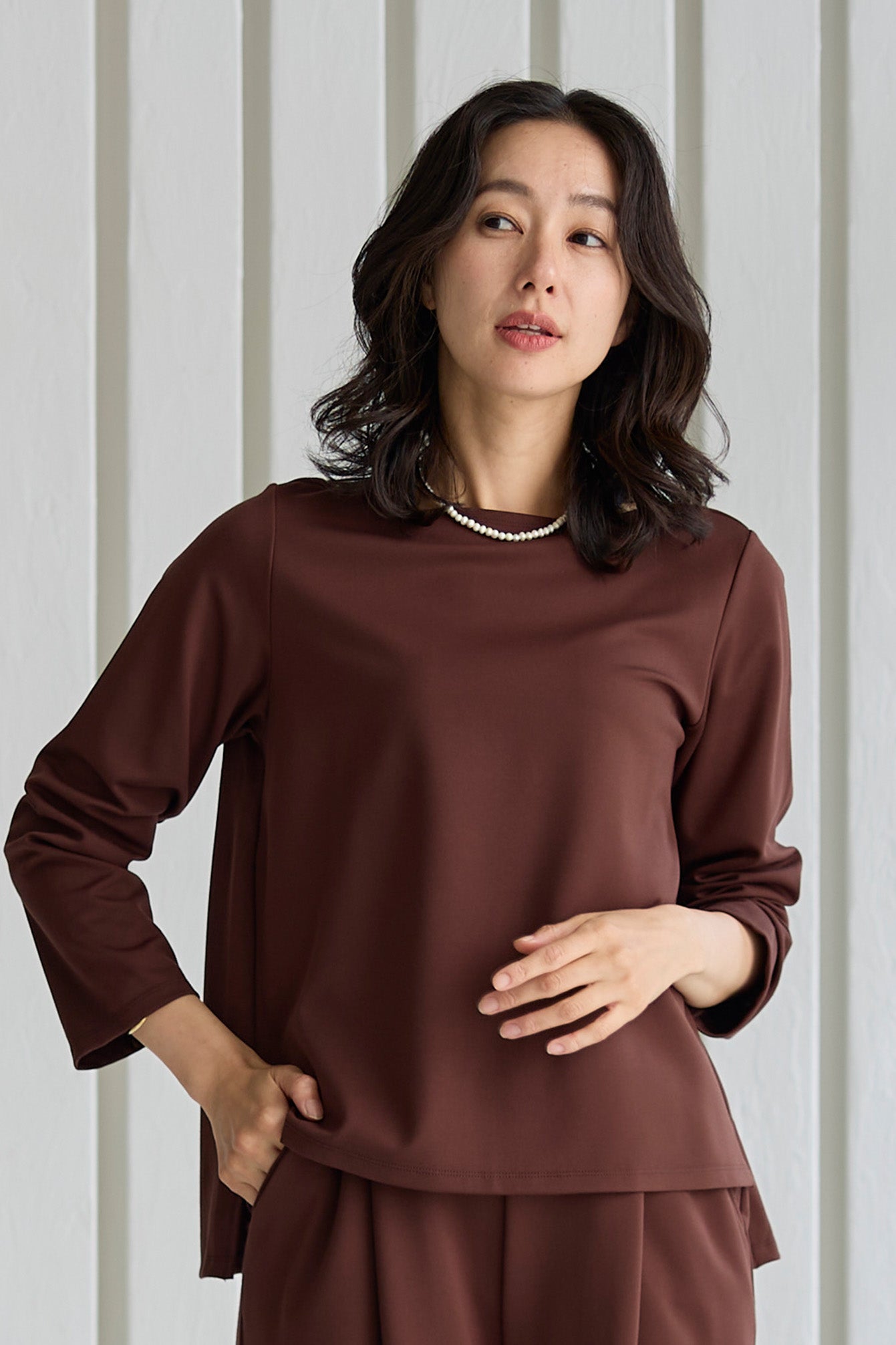 【SALE】スムースレーヨン サイドスリットプルオーバー