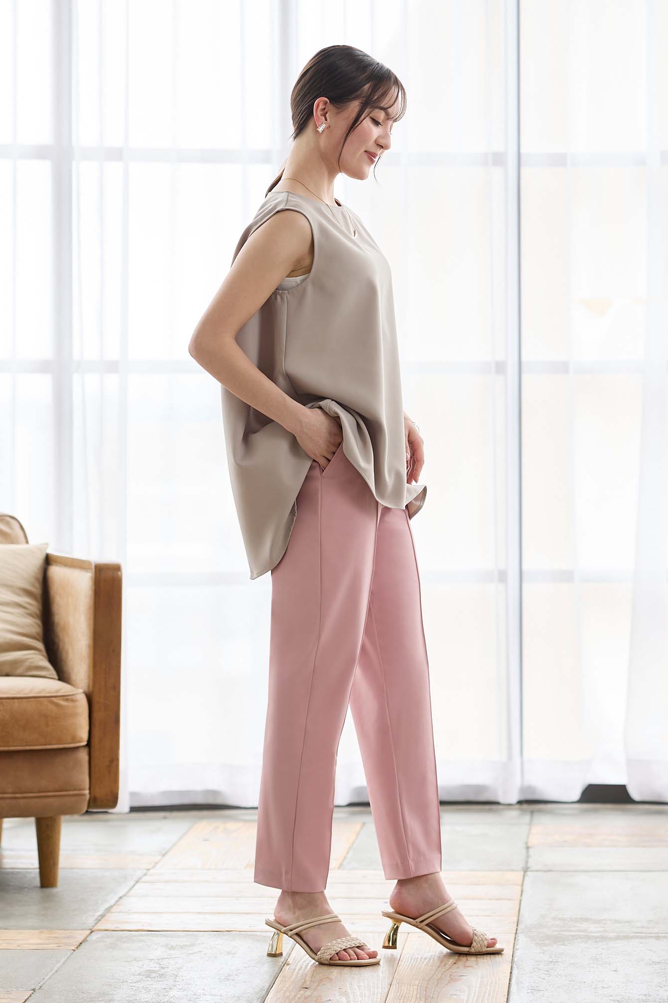 【おまとめ割 対象】サーラドライ 吸水速乾 接触冷感 イージースラックス テーパード