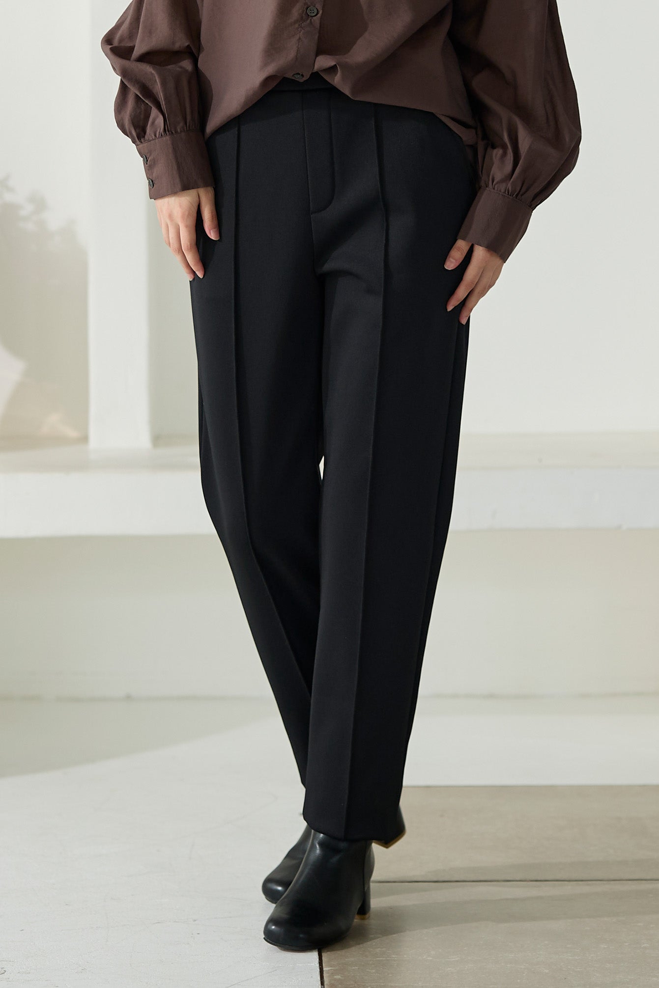 【特別お試し価格】すふれ起毛プラス 蓄熱保温 イージースラックス テーパード＆デニムプリントワイド