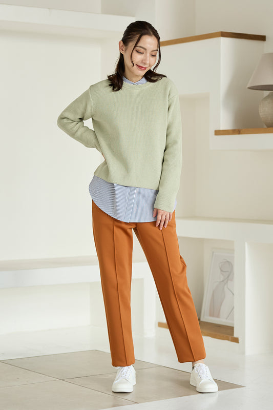 【特別お試し価格】すふれ起毛プラス 蓄熱保温 イージースラックス テーパード＆デニムプリントワイド