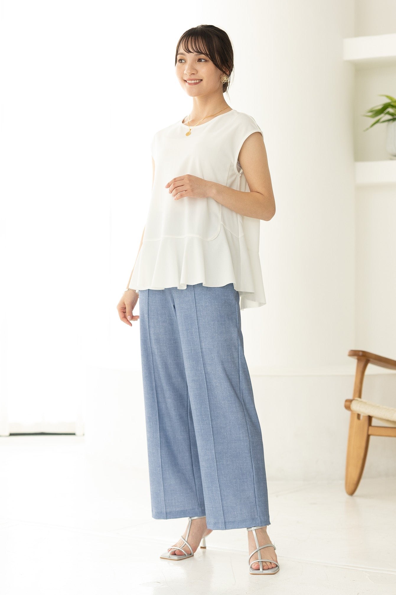 メッシュデニム ワイドストレート