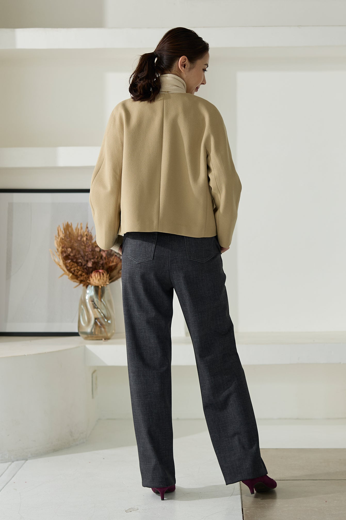 【特別お試し価格】すふれ起毛プラス 蓄熱保温 イージースラックス テーパード＆デニムプリントワイド