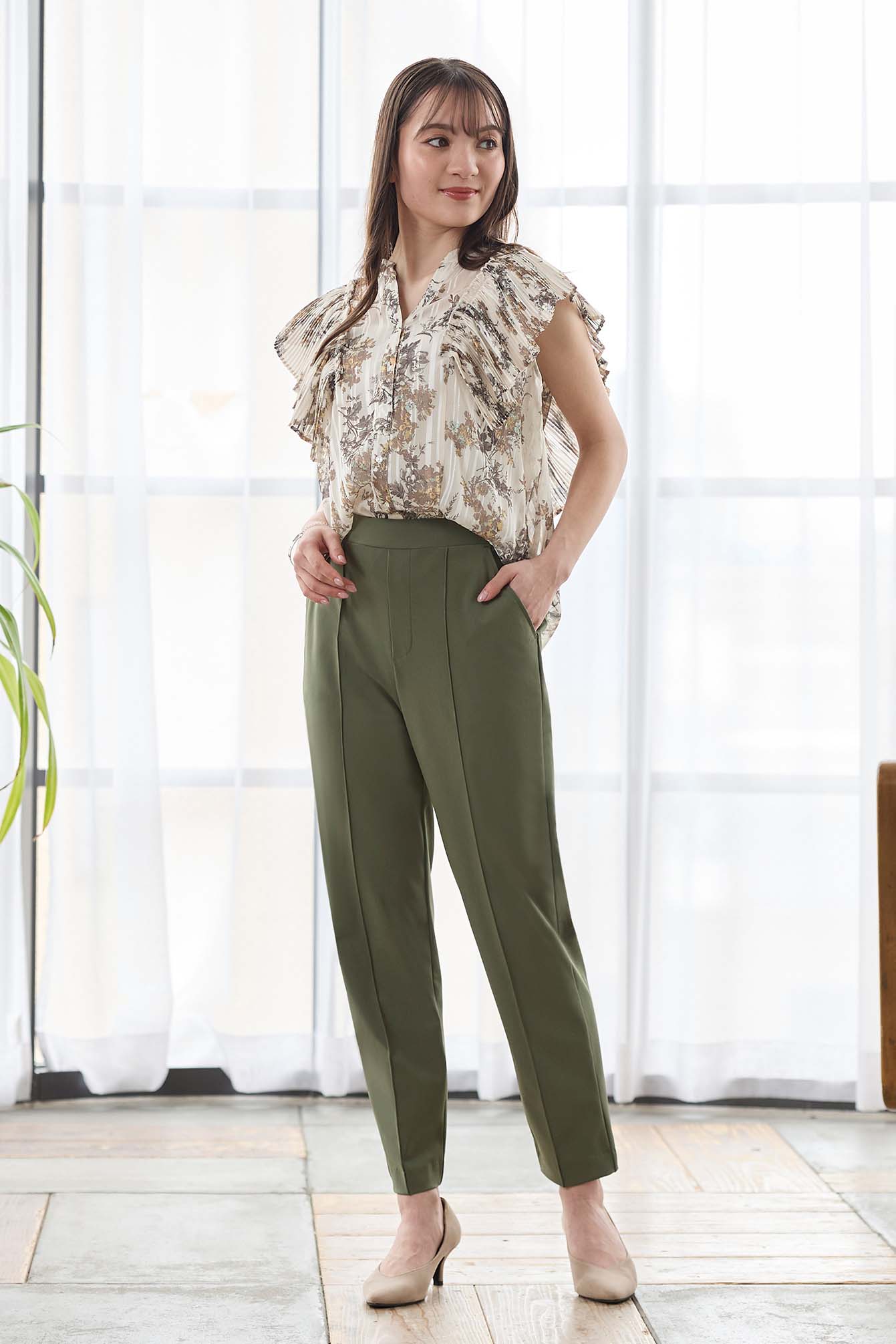 【おまとめ割 対象】サーラドライ 吸水速乾 接触冷感 イージースラックス テーパード