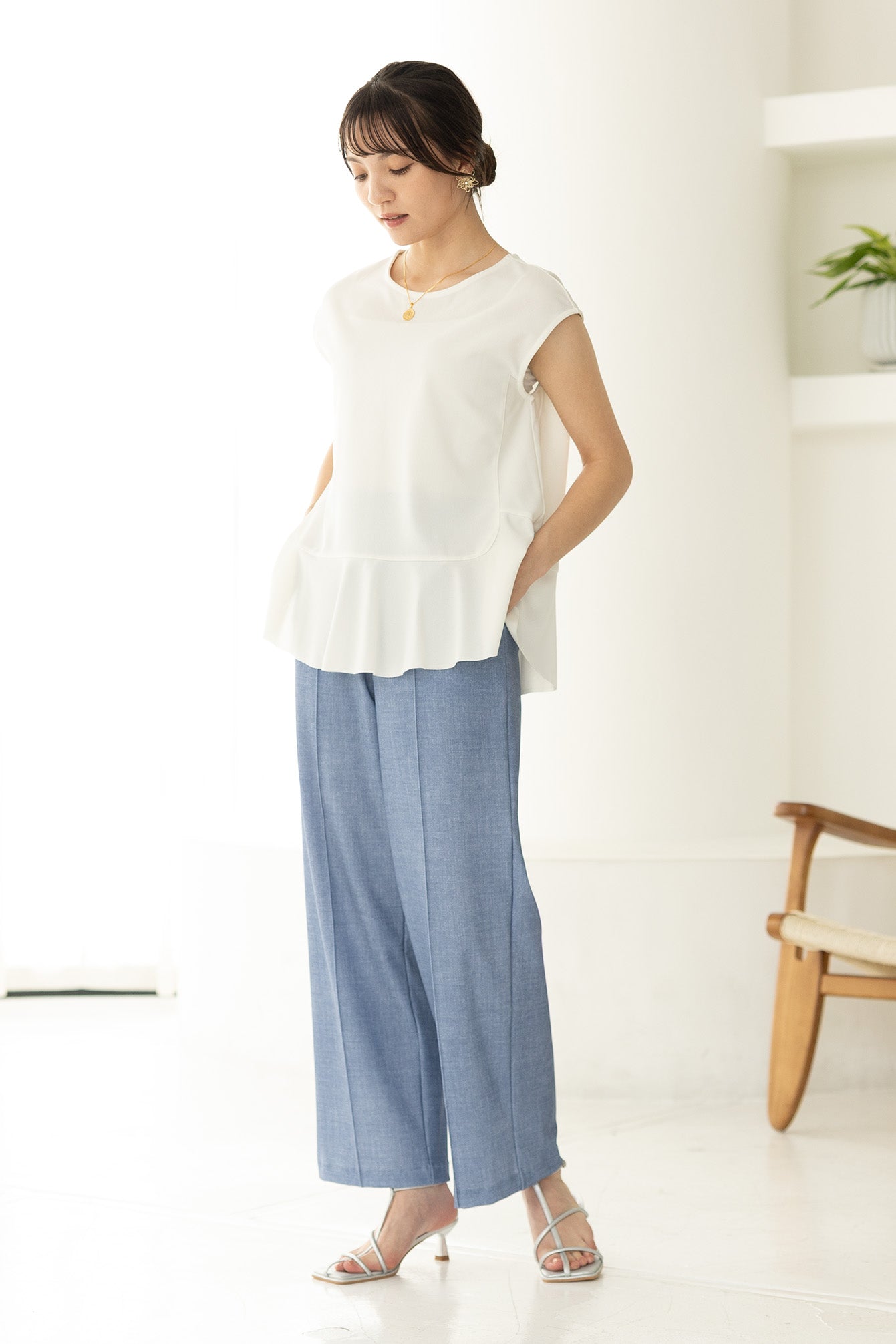 メッシュデニム ワイドストレート
