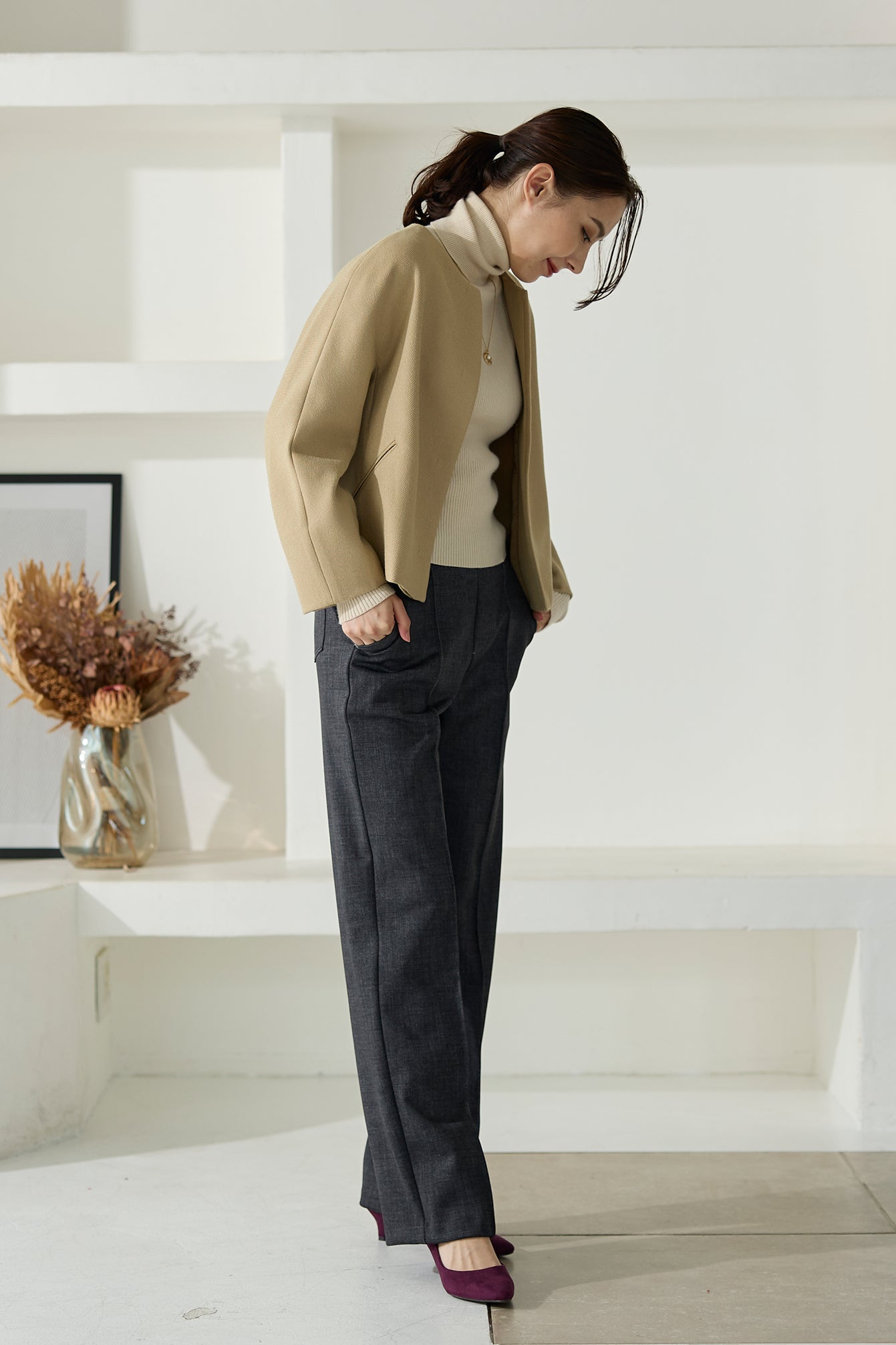 【特別お試し価格】すふれ起毛プラス 蓄熱保温 イージースラックス テーパード＆デニムプリントワイド