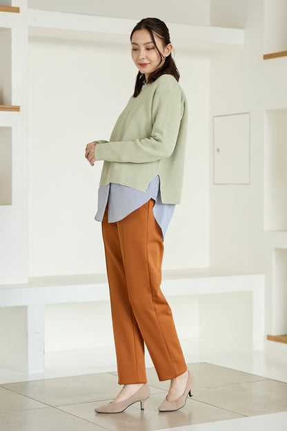 【特別お試し価格】すふれ起毛プラス 蓄熱保温 イージースラックス テーパード＆デニムプリントワイド