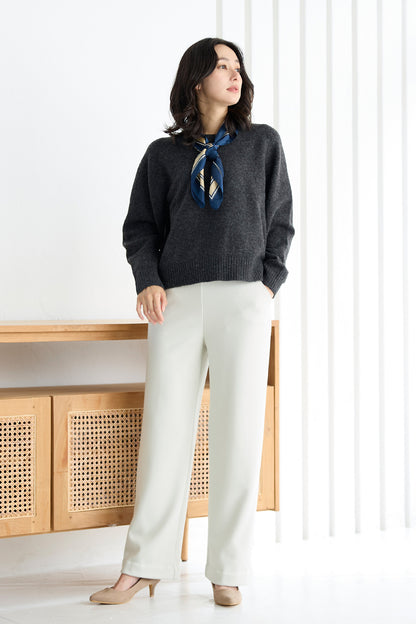 ラメニット 裏ベロア ワイドストレート