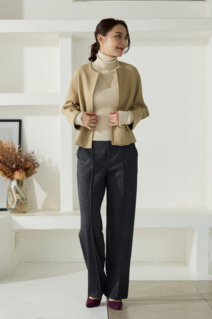 【特別お試し価格】すふれ起毛プラス 蓄熱保温 イージースラックス テーパード＆デニムプリントワイド